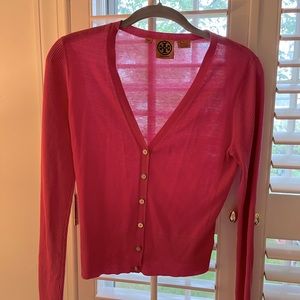 Hot pink Tory Burch cardigan